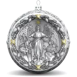 Set of 3 silver Christmas tree balls "Angel, Angel Phenomenon and the Virgin of Vladimir"